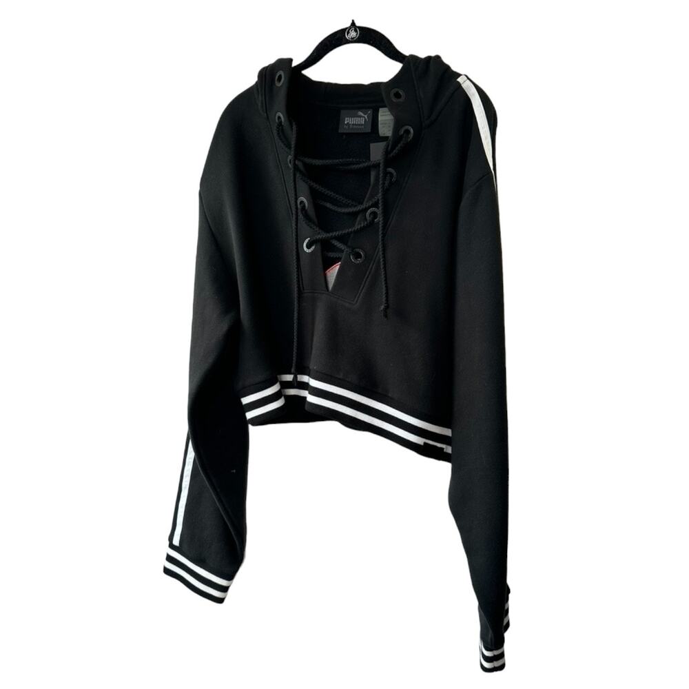 Puma FENTY by Rihanna Rising Sun Lacing Sweatshirt Black & White Sz Small NEW